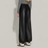 Ta Tu Petite High-Waist Elegant PU Leather Wide-Leg Pants