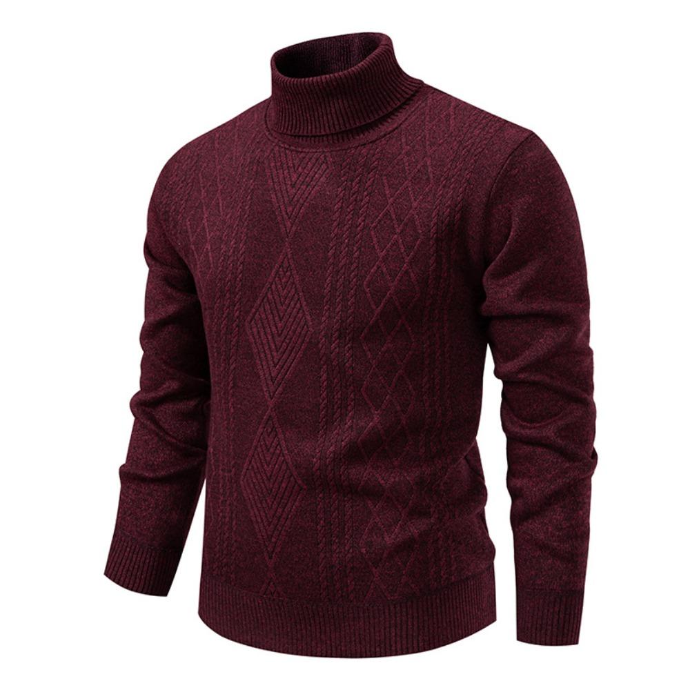 Autumn and Winter Men's High-neck Sweater, Thickened Sweater, Casual Warm Base Knitted Sweater