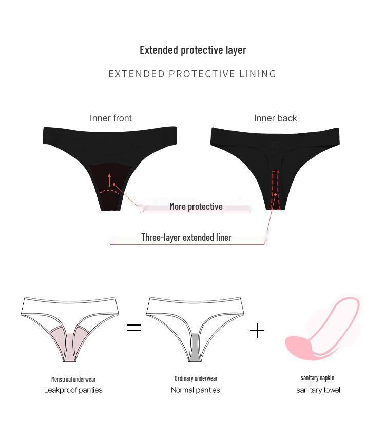 4-Layer Absorbent Menstrual Thong - Pure Cotton, Breathable, Anti-Leakage