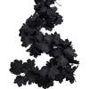 1.8M Hallow Artificial Black Rattan Maple Leaf Vine Christmas Wall Hanging Maple Leaf Vines Leaf Rose Indoor Garland Fake Flower