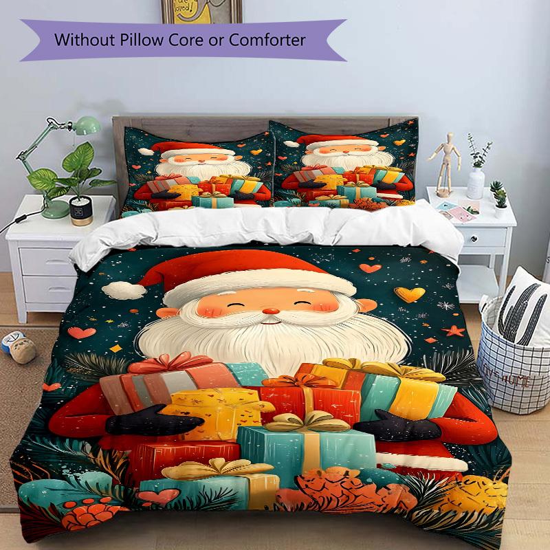 3pcs bedding set Christmas Presents Includes 1 Comforter + 2 Pillowcases, Without Pillow Inserts, Soft Comfortable, Lightweight Breathable,