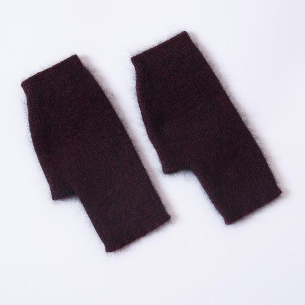 Wool Knitted Gloves Velvet Plush Mittens Lovely Half Finger Gloves Students