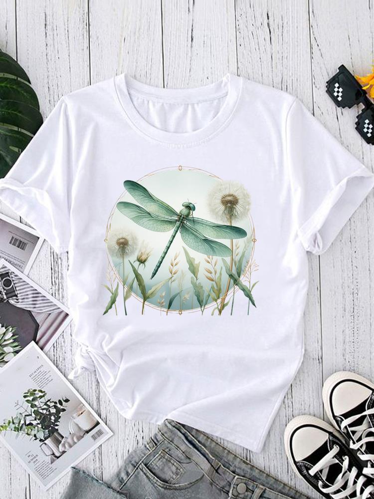(Asiatische Größe) Trend Aquarell Blume Rundhals Kurzarm T-Shirts Mode Damen Freizeitkleidung Damen Oberteil T-Shirt Bedrucktes Grafik-T-Shirt