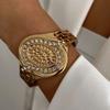 IngeSight.Z Exaggerated Large Inlaid Rhinestone Watch Shaped Heavy Metal Spring Bangles Women's Classic Statement Party Jewelry