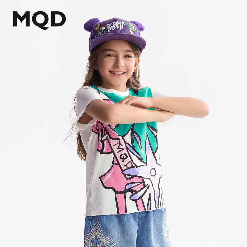 MQD Girls  Cartoon Print Short Sleeve T-Shirt 130cm