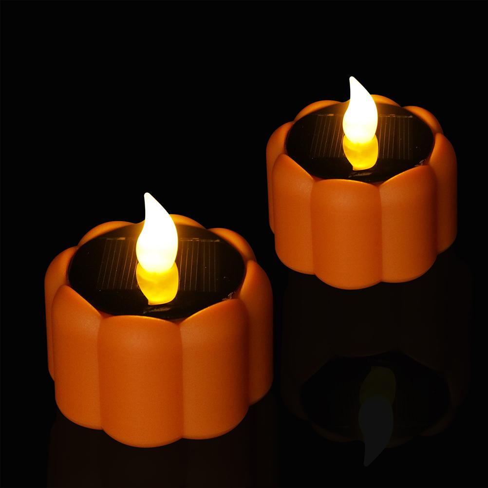 10Pcs Pumpkin Lantern Decorative Lights LED Solar C Halloween Party Tea Light Waterproof Dustproof Safe Indoor Outdoor Use