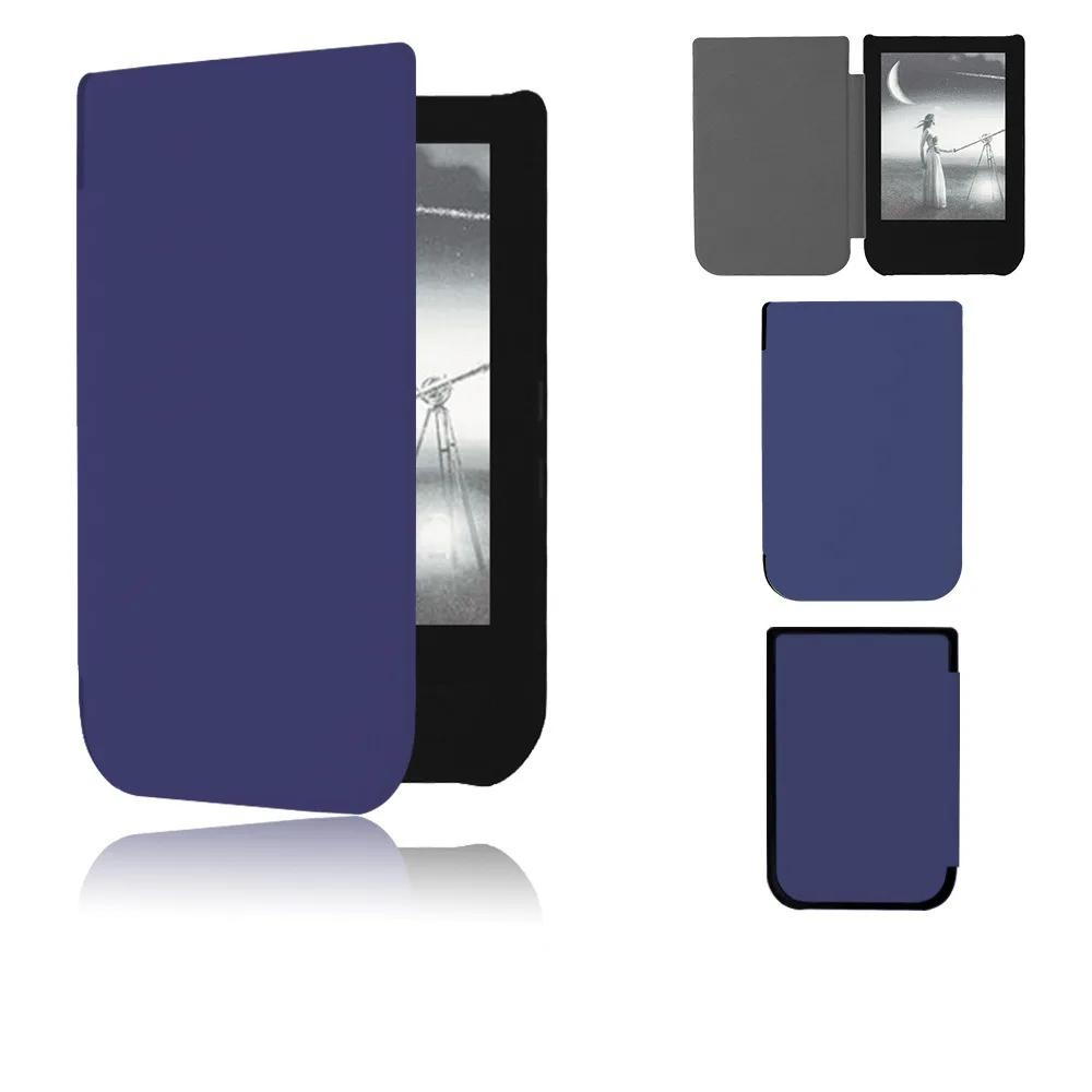 Automatische Slaap/Ontwaak 6 inch E-reader Hoes Slijtvast Anti-val Folio Cover Microvezel Voering Leer voor PocketBook 631/631 Plus