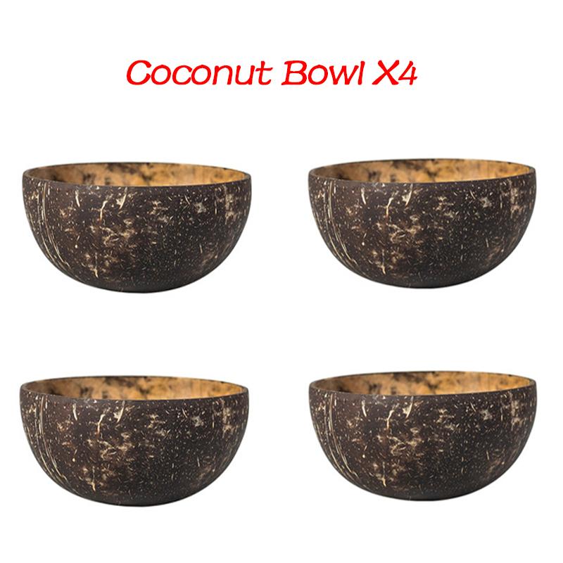 Kreativní přírodní kokosová dřevěná miska ekologická ovocný salát nudle rýže zmrzlina dřevěná miska umělecké řemeslné dekorace