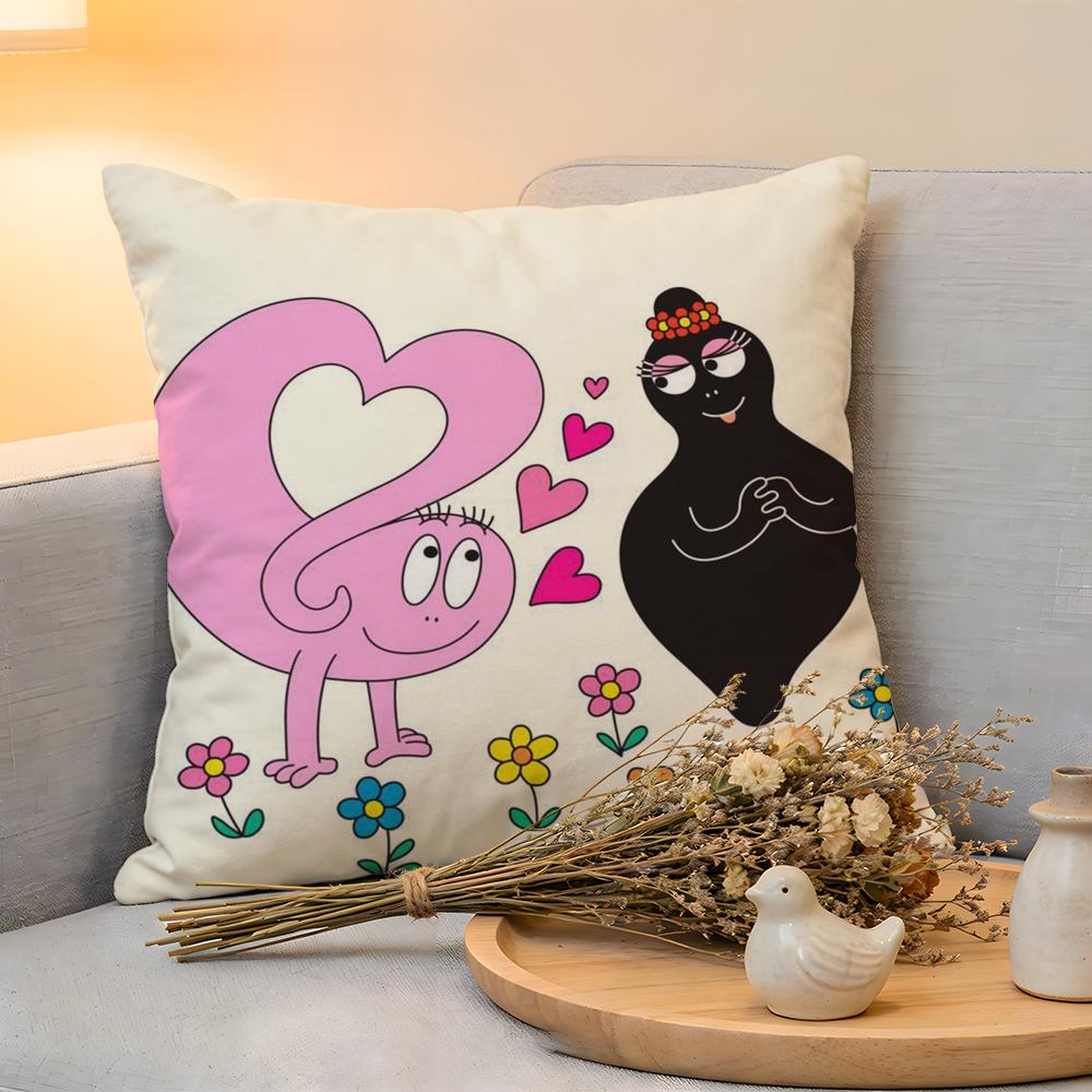 Cushion Cover  Linen  SkinFriendly Soft Decorative Case For Sofa Home Decor Cartoon Cute BBarbapapas Pillow Cover