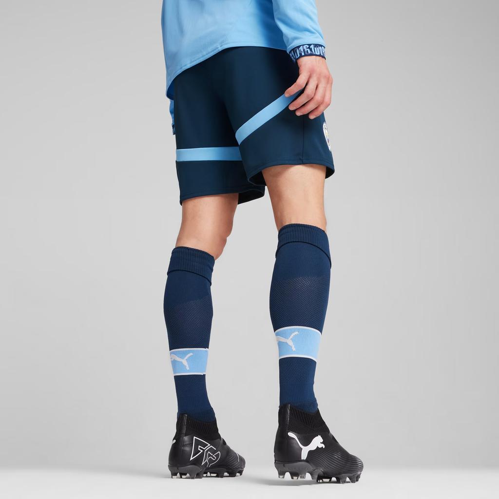 Puma Manchester City 24/25 Shorts With Logo Pattern And Color Block Design Men Shorts Ocean-Blue 775114-54