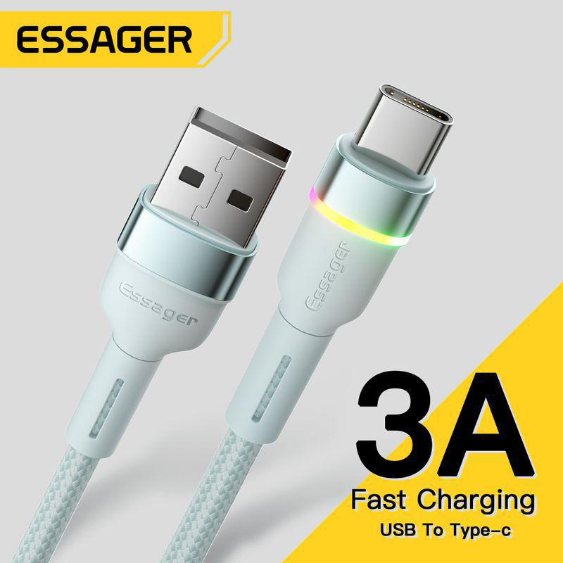 

Кабель швидкої зарядки ESSAGER RGB для Huawei, Samsung, Xiaomi. 1m, Apple синій