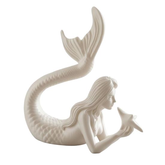 Desktop Ornament for Office 3D Printed Mermaid & Starfish Figurine, Exquisite Sculpture, Ocean Literary Style Room Decor Theme Home Fish Tank