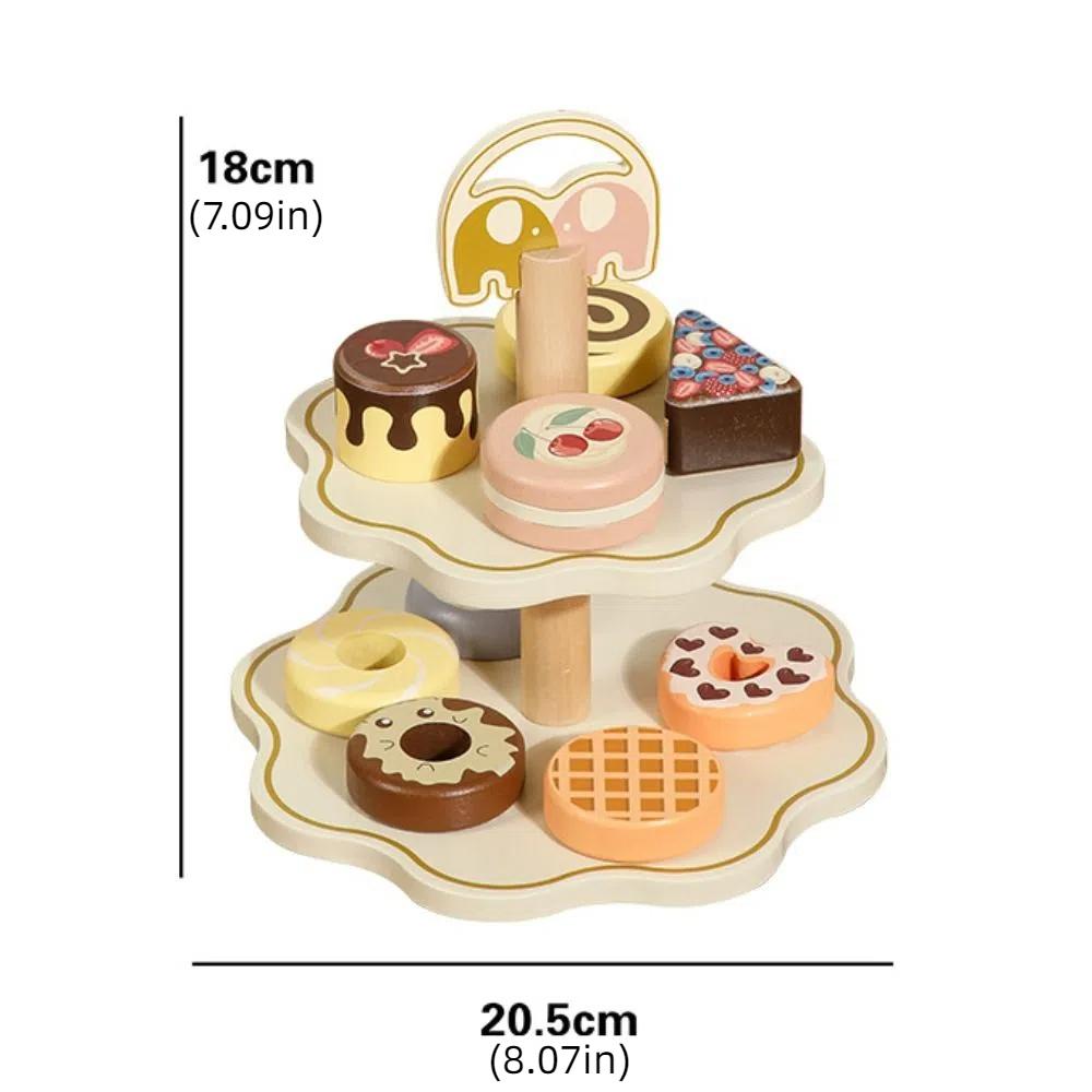 Wooden Tea Set Play Toy Simulation Pretend Play Kitchen Set  Toddlers Girls Boys