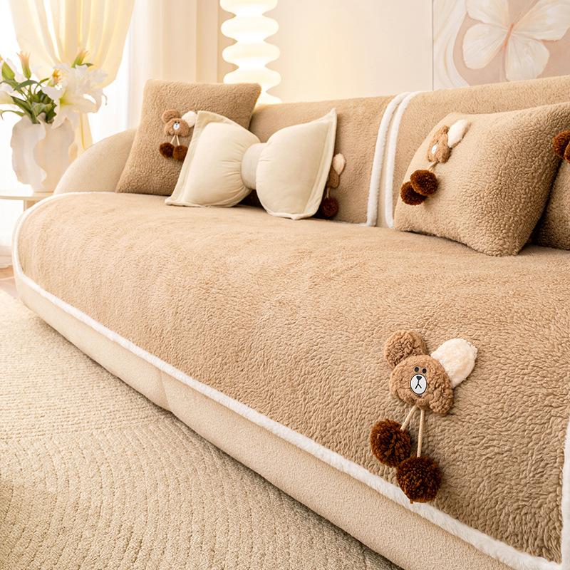 

Современный плюшевый светлый диван-подушка из овечьей шерсти, бархатный коврик для гостиной, теплый зимний коврик для сиденья, противоскользящий чехол для дивана в форме буквы L 70x70cm 1pcs