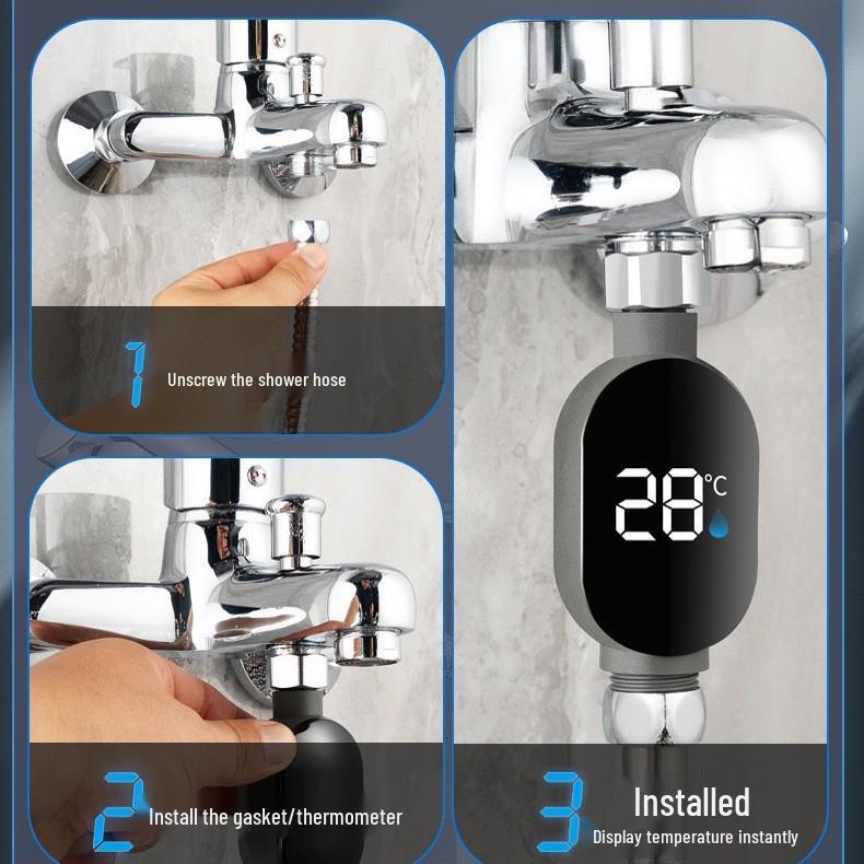 Digital Display Shower Thermometer with LED Water Temperature Meter - No Power Required
