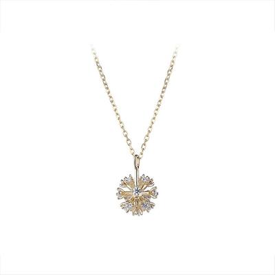 925 Sterling Silber Löwenzahn Zirkon Halskette für Frauen Mnimalistische Schlüsselbeinkette Choker Hochzeitsschmuck