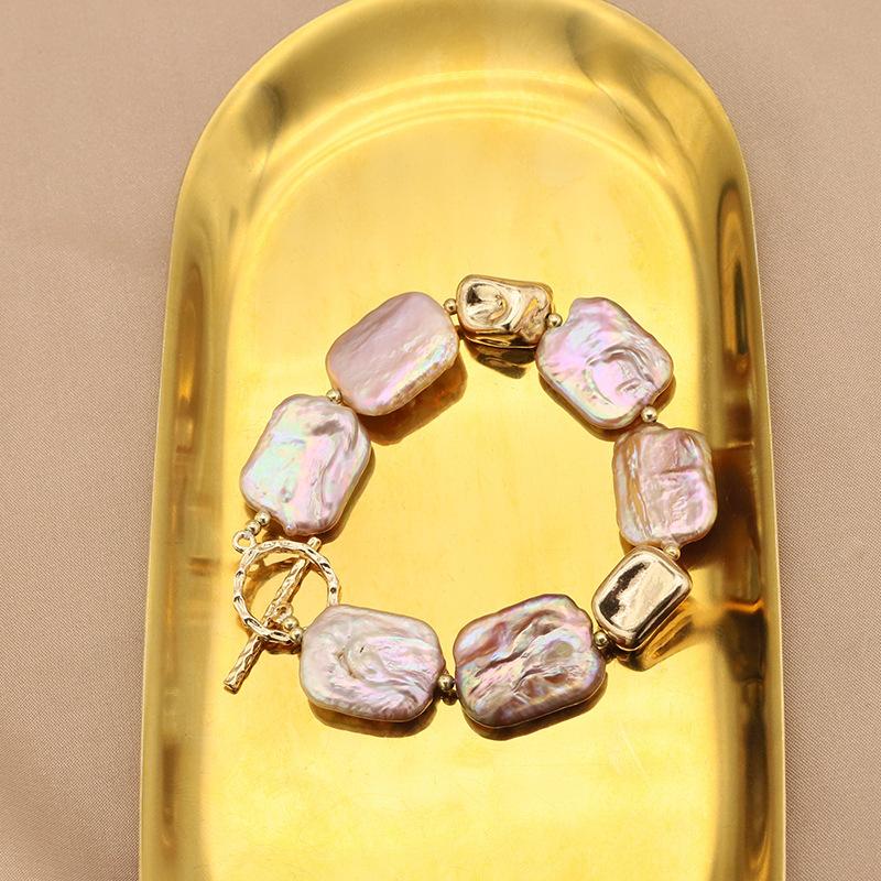 Baroque Bracelet Retro Design Bracelet Plated Real Gold High-end Niche Jewelry Light Luxury Natural Pearl Bracelet