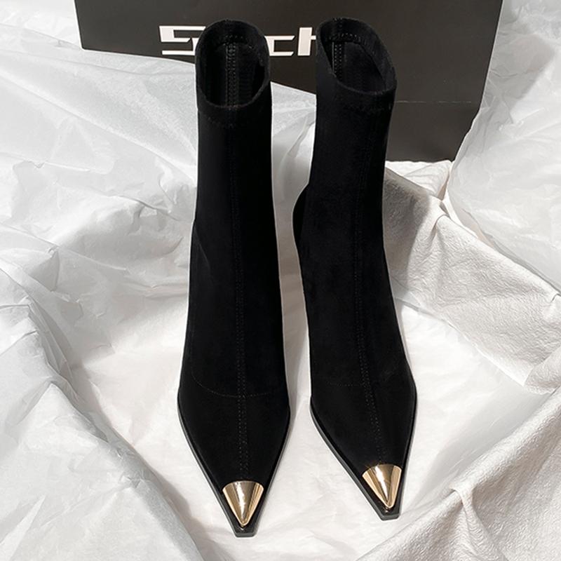 Fashion Pointed Toe Women Ankle Boots High Heels Sexy Fashion Shoes Dress Suede Luxury Winter Botas 2025 New Elegant Pumps Mujer Boots
