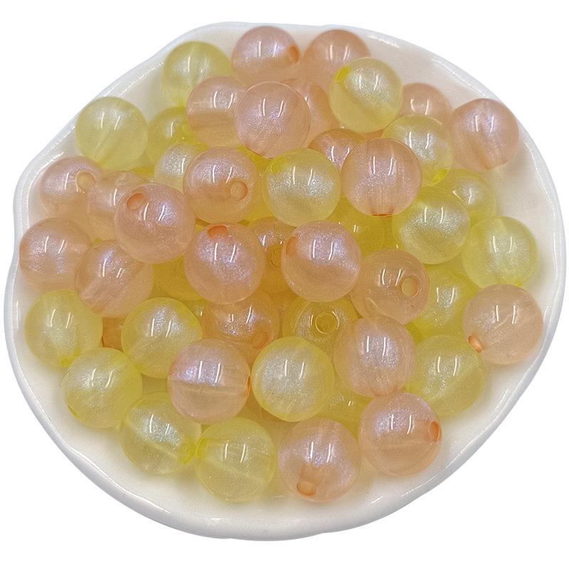 50Pcs Round Fluorescent Scattered Beads Fashion Pendant Bracelet Necklace Two-color Group Acrylic Handmade Materials 10mm Jewelry Making