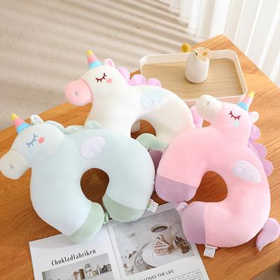 42x35cm Cartoon Unicorn U-shaped Pillow Plush Cute Whale Sloth Unicorn Lion Dinosaur Cushion Stuffed Soft Memory Foam Dolls
