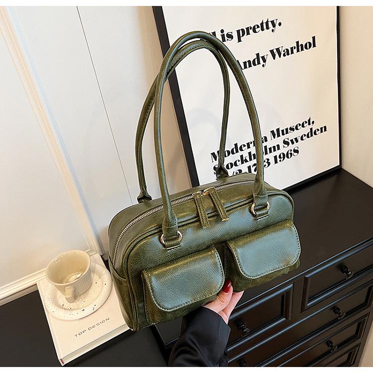 

Текстурированная ретро сумка кроссбоди Бостон - Новая модная женская сумка для боулинга большой вместимости зелёный