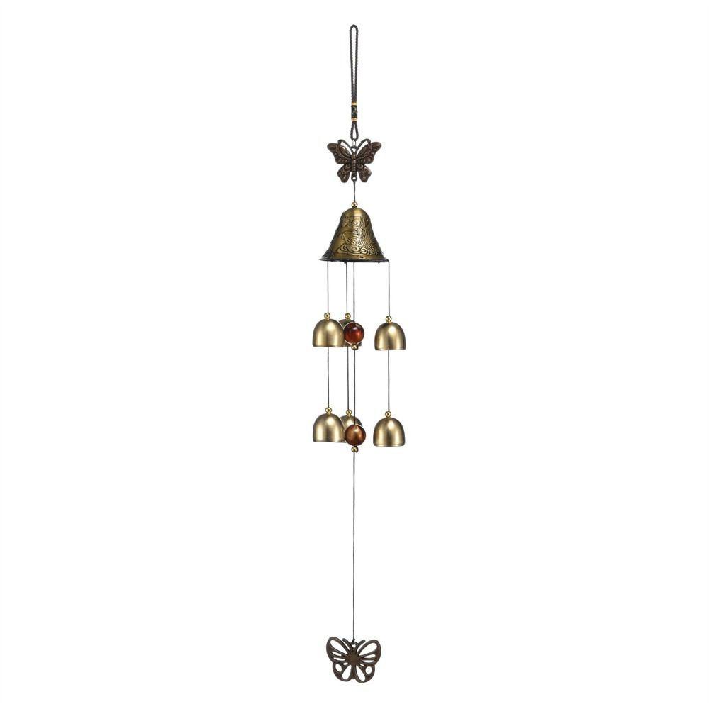 Creative Metal Copper Bells 6 Bells Handmade Outdoor Metal Wind Chimes Handmade Craft Gift Garden Hanging Decor for Outdoor