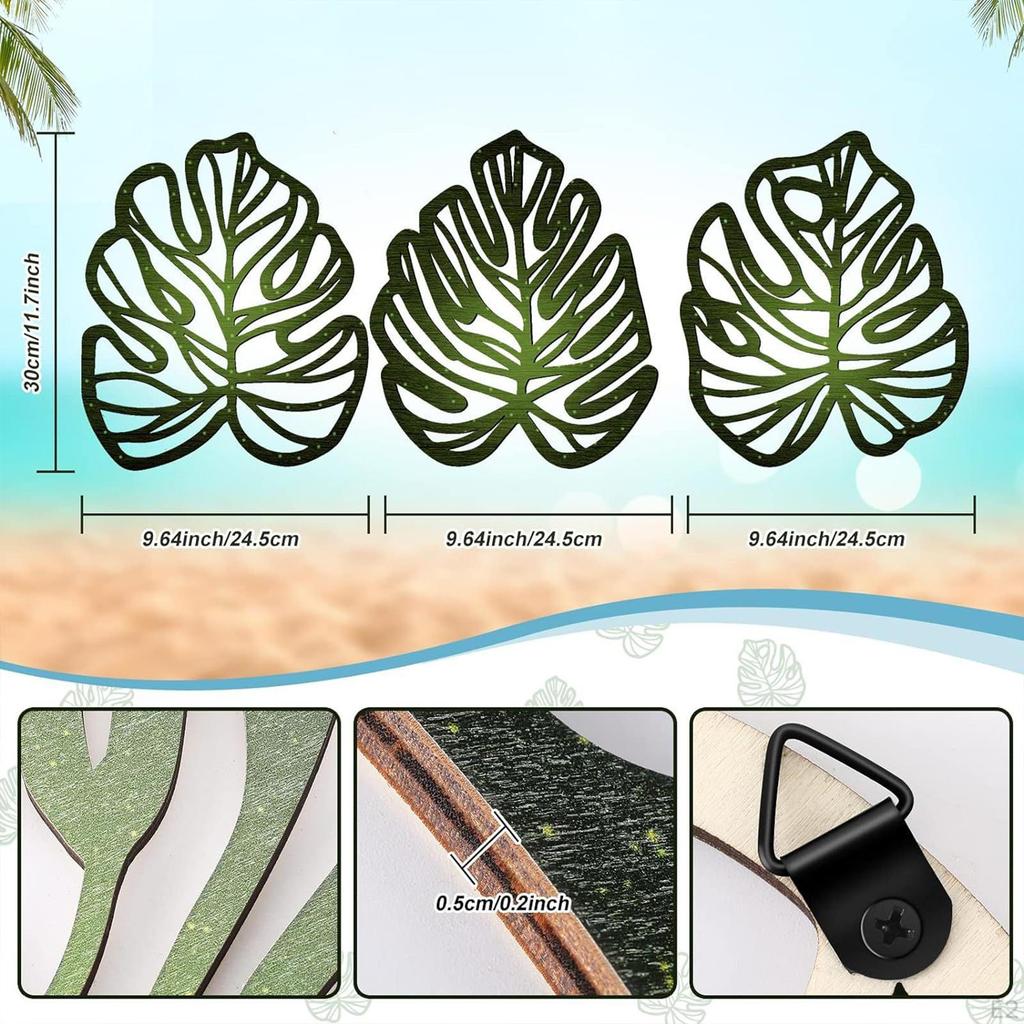 Acrylic Palm Side Table with Wooden Leaves Decor Compact Nightstand for Living Room Bedside Easy