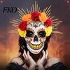 Tag der Toten Maske Mardi Gras Maske, Venezianische Party Zuckerschädel Maskenballmasken für Halloween Cosplay Mexikanische Rose