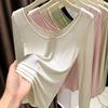Pure Desire Low-Cut Backless Long-Sleeve Slim Fit Base Layer T-Shirt for Women – Autumn/Winter Korean Style