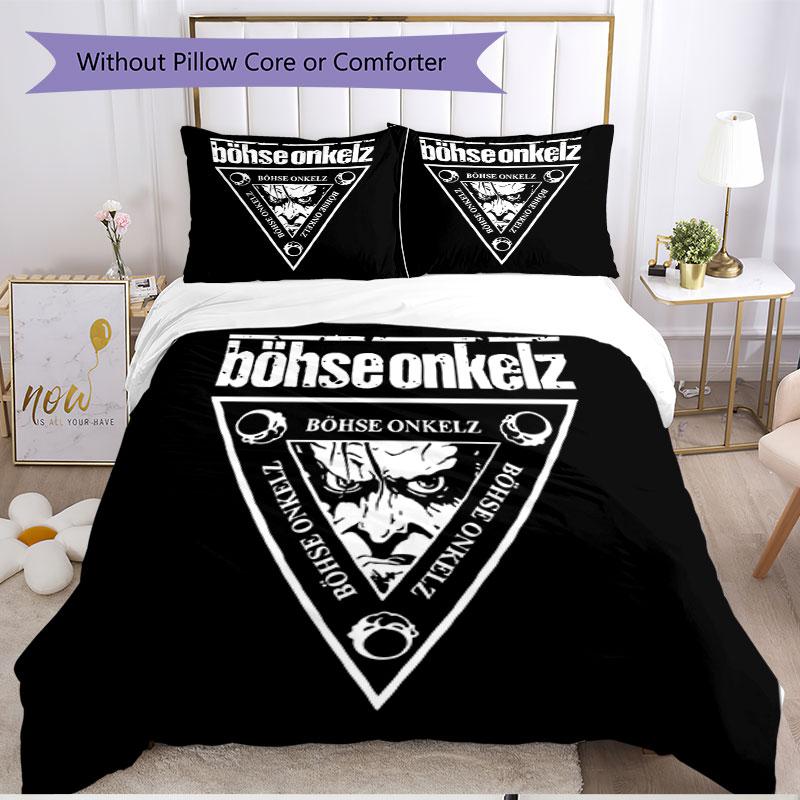 3pcs Duvet Cover Set (1*Duvet Cover + 2*Pillowcase, Without Core), Bohse Onkelz Print Soft All‑Season Bedding Set, Home Bedroom Decor Gift