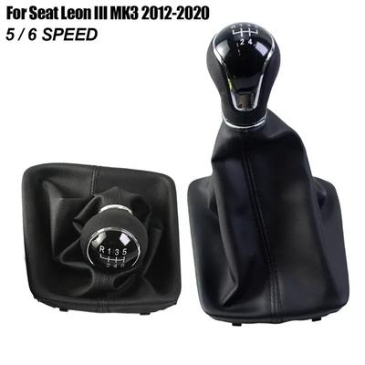 5/6 Speed Gear Shift Knob for Seat Leon III MK3 2012- LHD with Shifter Level Stick Gaiter Boot Dust Cover Car Accessories