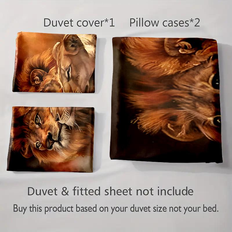 Lion couple portrait. Bedding Duvet cover sets Duvet covers Pillowcases gifts (1 * Duvet Cover 2 * Pillowcases, without duvet insert)