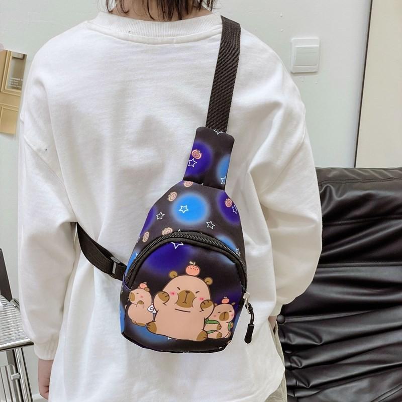 Childrens Crossbody Capybara Bag Cute Cartoon Design Lightweight Material Nylon