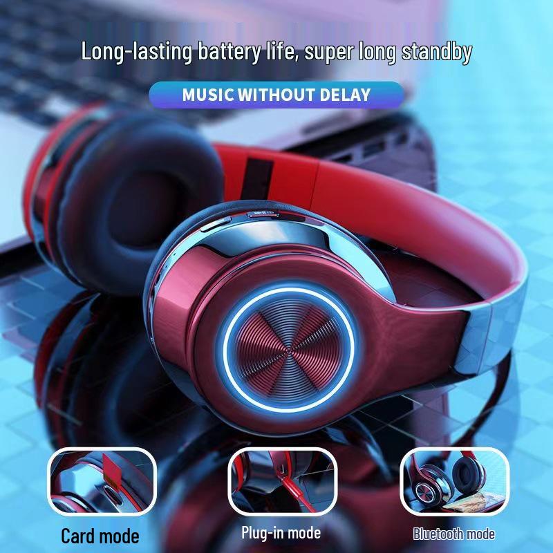 2025 Luminous Wireless Over-Ear Bluetooth Headphones with Heavy Bass and Large Earcups for Boys, Ideal for Running.