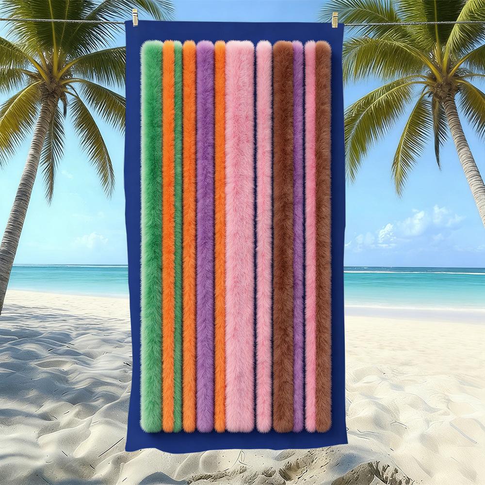 Populaire gestreepte bedrukte strandlaken Sneldrogend Zandvrij Volwassen Zwem Bad Handdoek Microvezel Handdoek