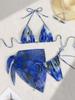 Europäischer Und Amerikanischer Schürzen-Bikini Dreiteilig Retro Bedruckt Schnür-Badeanzug Damen-Badeanzug