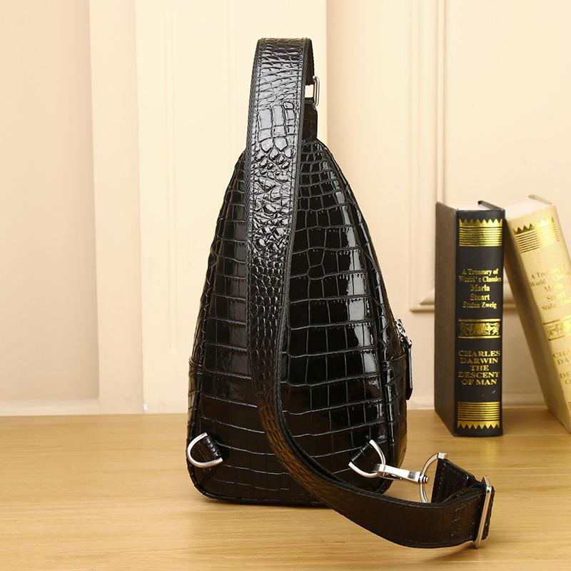 Real Leather Chest Bag for Men Multifunctional Large Capacity Crocodile Pattern Leisure Quality New
