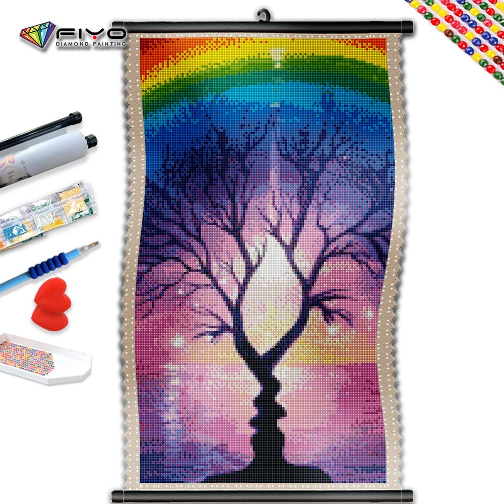 

5D DIY рамка Алмаз мозаика Радужное дерево Картина стразы Живопись Пейзаж Полный квадрат Вышивка крестиком Портрет Домашний декор