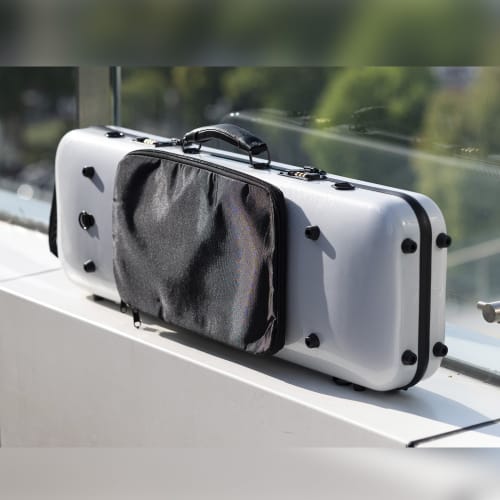 Christiana Carbon Fiber Rectangular Violin Case with Hygrometer and Password Lock (white Dot)