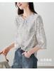 New Chinese style printed shirt for women in the spring of 2026, versatile commuter shirt with seven quarter sleeves