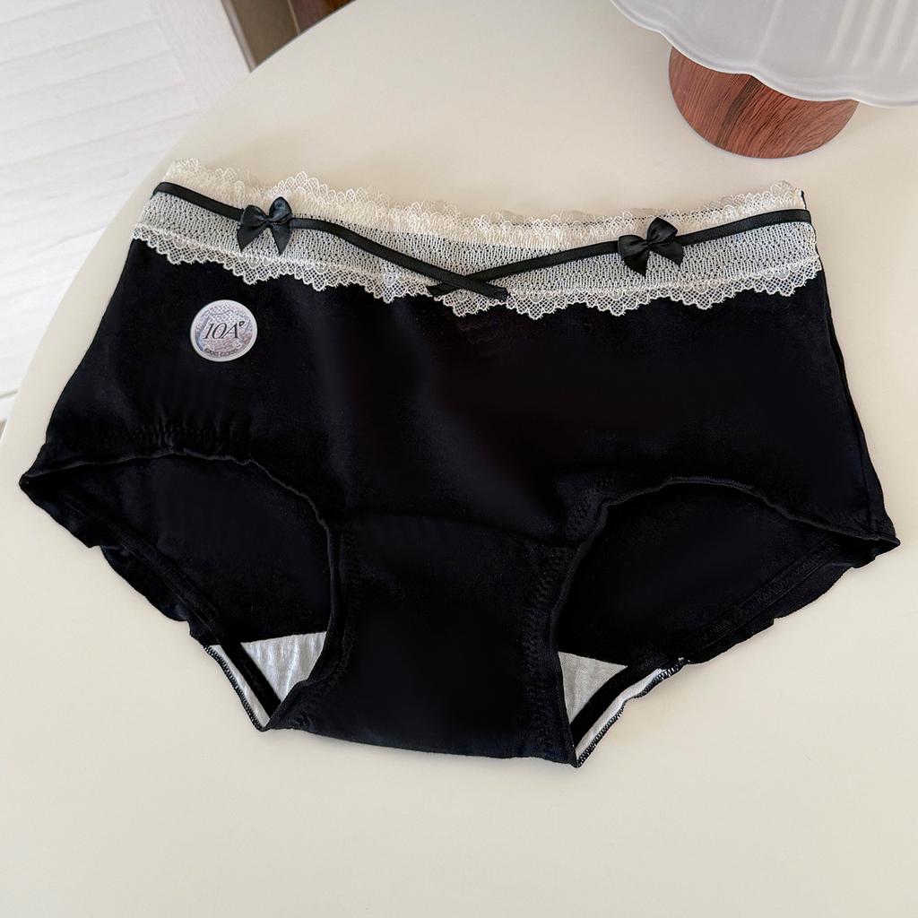 Female Spring and Summer Sexy Cute Pure Cotton 10A Antibacterial Cotton Crotch Non-scratch Middle Waist Triangle Briefs