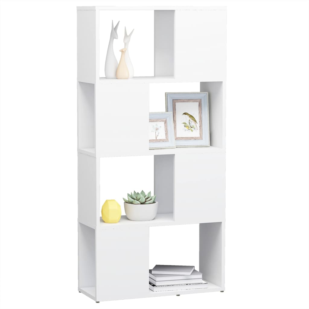 Bookshelf Room Divider White 60 x 24 x 124.5 cm Engineered Wood