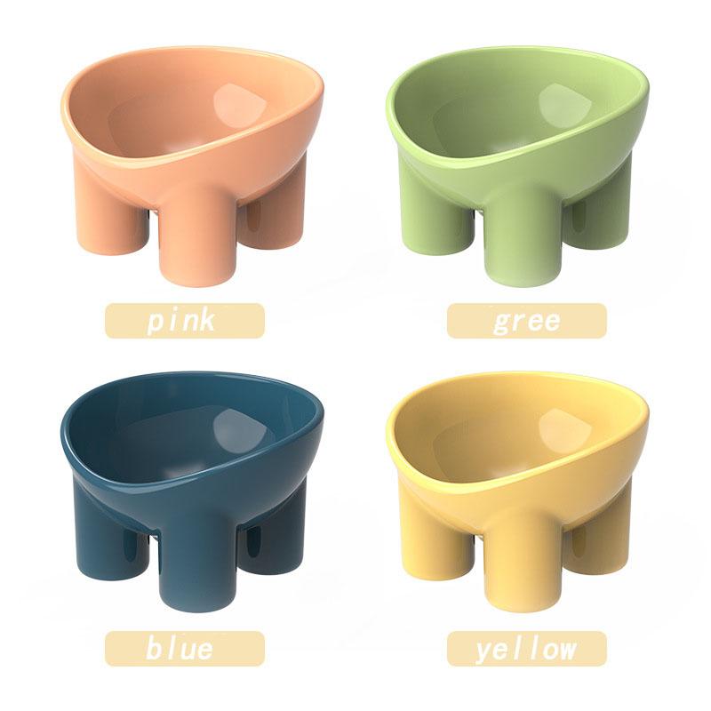Plastic Macaron Color Elephant Leg Neck Protection Cat Bowl