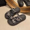 Thick-soled cool slippers for women's summer wear, new fashionable and beautiful rhinestone temperament sandals