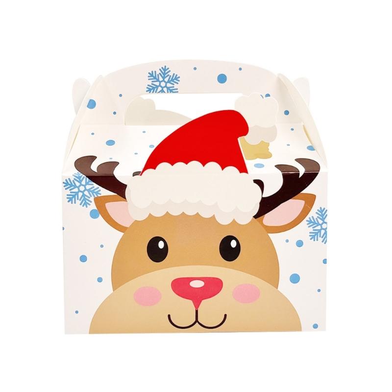 Environmental Friendly Paper Substance Christmas Holiday Party Candy Box With Handle For Cake Dessert Chocolate Gift Packaging Storage