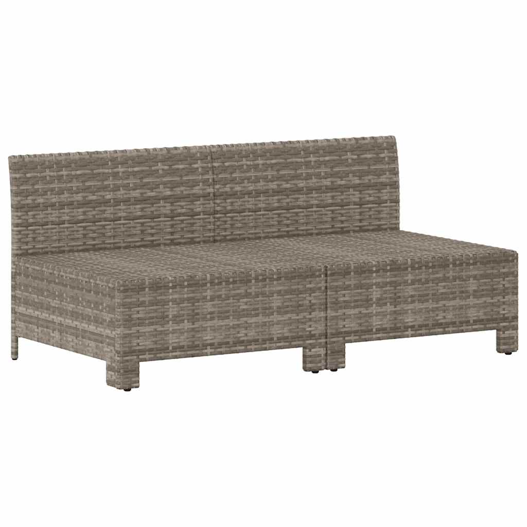 Garden Sofa 2 Seater with Cushions Grey Poly Rattan
