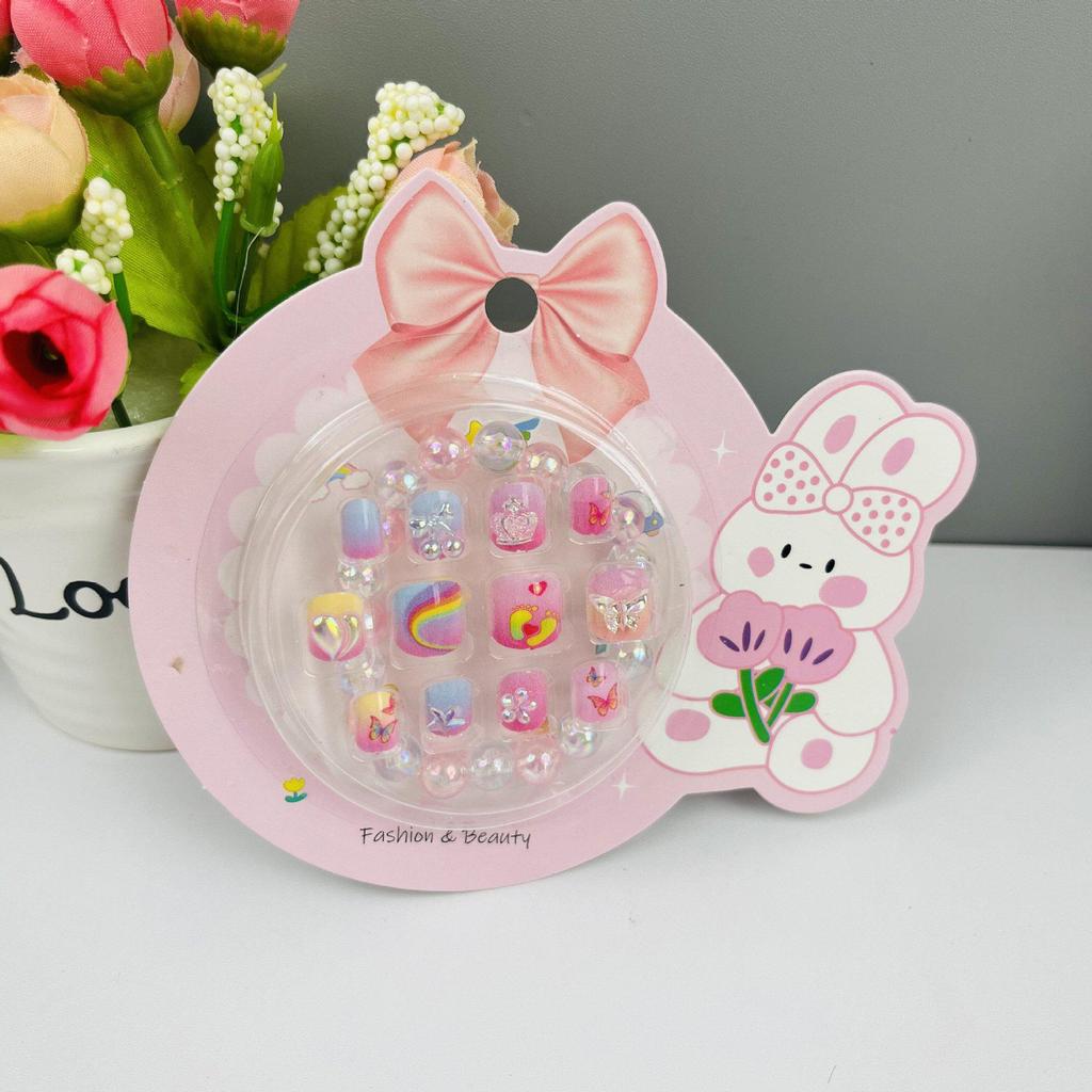 Children's Wearable Custom Nail Stickers - Cute European & American Jelly Glue Fingernail Tips