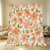 Floral Design Fleece Blanket Soft Skin-friendly Binding Edge Couch Throw, Cozy for Bedroom Living Room, Christmas Halloween Home Decor