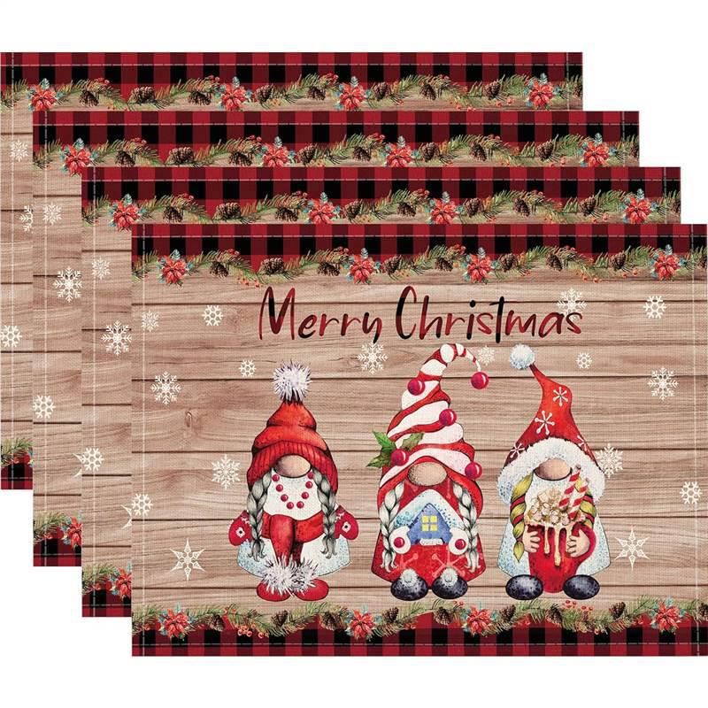 New Christmas Linen Square Placemat - Festive Party Tablecloth Decor, Beautify Coffee Table Mat.