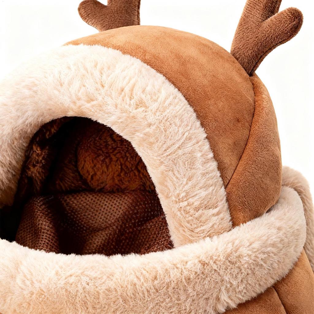 Dog Bag Carrier Plush Elk Shape Carrier Bag For Pet Large Capacity Kitten Outgoing Backpack For Travel Hiking Outdoor Airplane